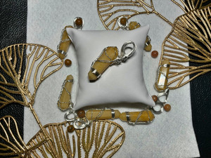 Natural  Yellow Jasper Wire Wrapped Pendant Natural  Yellow Jasper Wire Wrapped Pendant