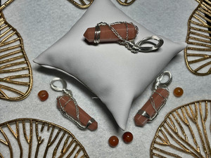 Natural Red Aventurine Wire Wrapped Pendant