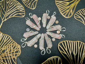 Natural Rose Quartz  Wire Wrapped Pendant