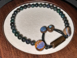 Australian Matrix Boulder Smooth Beads Adjustable Opal Bracelet 44.50 Carat