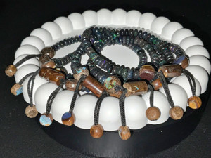 Australian Matrix Boulder Smooth Beads Adjustable Opal Bracelet Australian Matrix Boulder Smooth Beads Adjustable Opal Bracelet