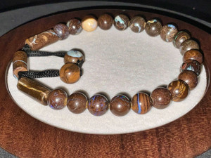 Australian Boulder Opal Round Beads Adjustable Bracelet 93.80 Carat Australian Boulder Opal Round Beads Adjustable Bracelet 93.80 Carat