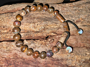 Australian Boulder Opal Round Beads Adjustable Bracelet 98.05 Carat Australian Boulder Opal Round Beads Adjustable Bracelet 98.05 Carat