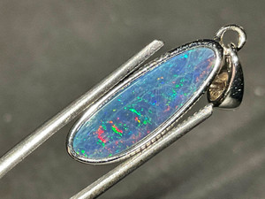 Sterling Silver Australian Doublet Opal Pendant 6.65 Carat Sterling Silver Australian Doublet Opal Pendant 6.65 Carat