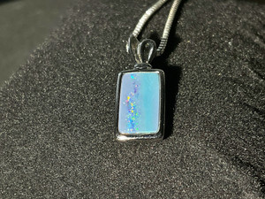 Sterling Silver Australian Doublet Opal Pendant 8.25 Carat Sterling Silver Australian Doublet Opal Pendant 8.25 Carat