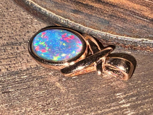 Sterling Silver Rose Gold Plated Australian Triplet Opal Pendant 5.30 Carat Sterling Silver Rose Gold Plated Australian Triplet Opal Pendant 5.30 Carat