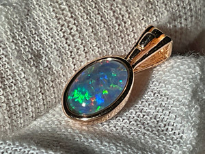 Sterling Silver Rose Gold Plated Australian Triplet Opal Pendant 4.20 Carat