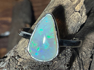 Natural Australian Coober Pedy White Opal In Sterling Silver Ring 11.50 Carat