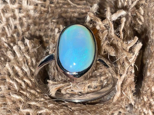 Natural Australian Coober Pedy White Opal In Sterling Silver Ring 12.30 Carat