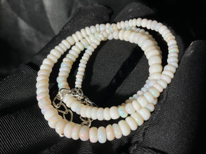 Australian Coober Pedy Smooth Circle Opal Beads Necklace 42.35 Carat