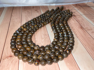 Natural Australian Boulder Opal Smooth Round Shape Beads 9.50mm to 9.90mm
