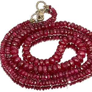 Ruby Faceted Rondelle Beads Necklace 92.55 Carat Ruby Faceted Rondelle Beads Necklace 92.55 Carat