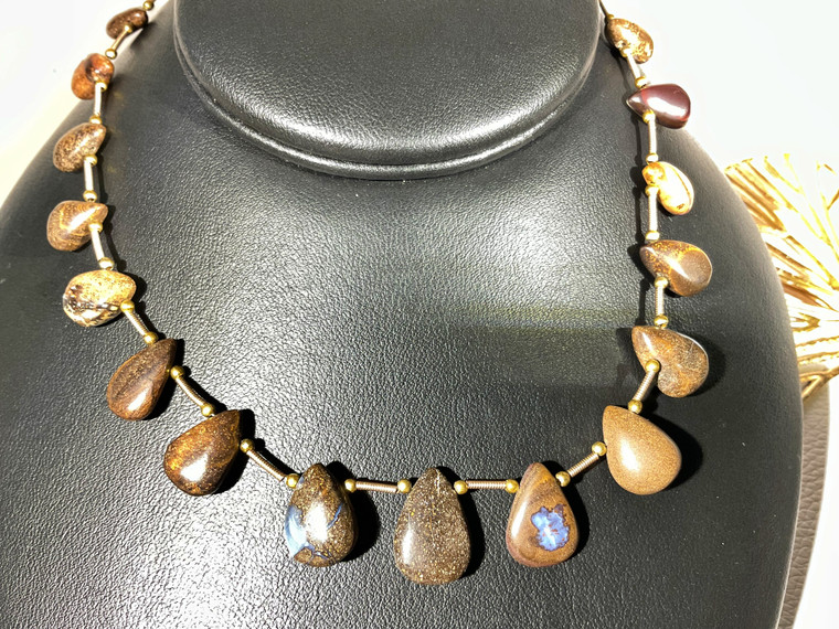 Boulder Opal Pear Shape Beads Necklace 116.65 Carat