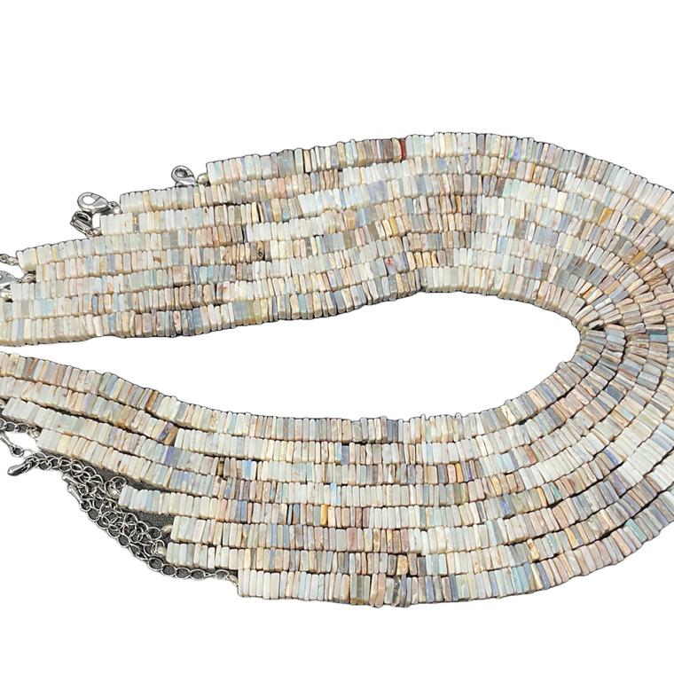 Square Cut Opal Beaded Necklace 125 Carat