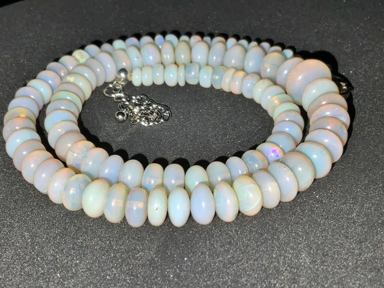 Australian Coober Pedy Smooth Circle Opal Beads Necklace 131.60 Carat