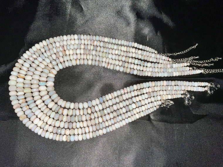 Australian Coober Pedy Faceted Cut Opal Beads Necklace 122 to 125 Carat