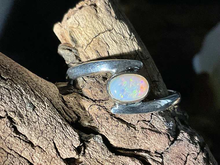 Natural Australian Coober Pedy Opal Ring 9.65 Carat