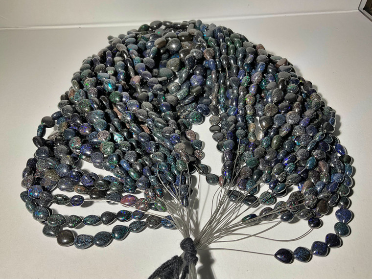 Australian Matrix Pear Shape Smooth Cut Opal Beads