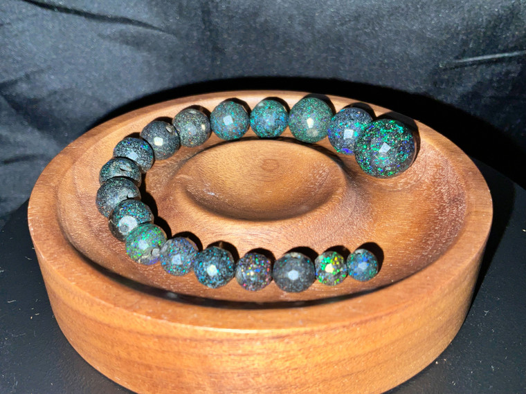 Australian Matrix Faceted Cut Round Shape Opal Beads