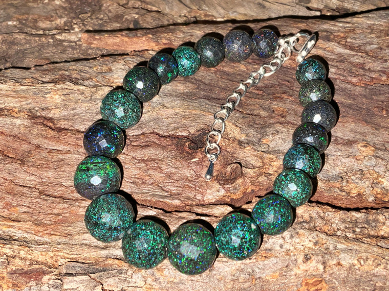 Australian Matrix Fairy Opal Faceted Cut Round Balls Bracelet 89.10 Carat