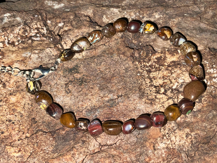 Australian Boulder Opal Tumble Beads Bracelet 57.25 Carat