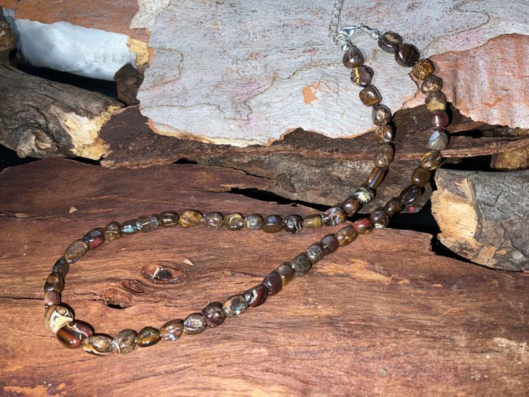 Australian Natural Boulder Opal Beads Necklace 123.15 Carat