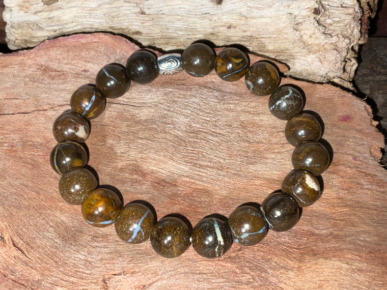 Australian Handmade Boulder Opal Stretchy Bracelet 110.15 Carat