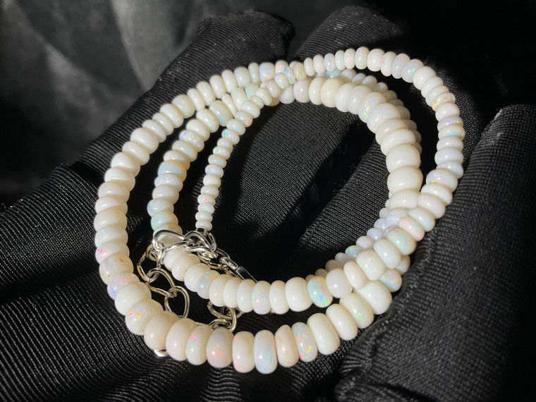 Australian Coober Pedy Smooth Circle Opal Beads Necklace 42.35 Carat
