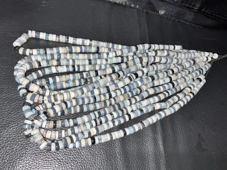 Natural Australian Circle Cut Lightning Ridge Opal Bead 6.5mm