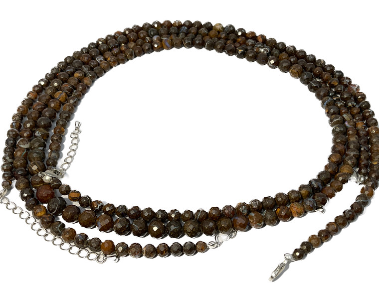 Boulder Opal Round Faceted Beaded Necklace 130 Carat