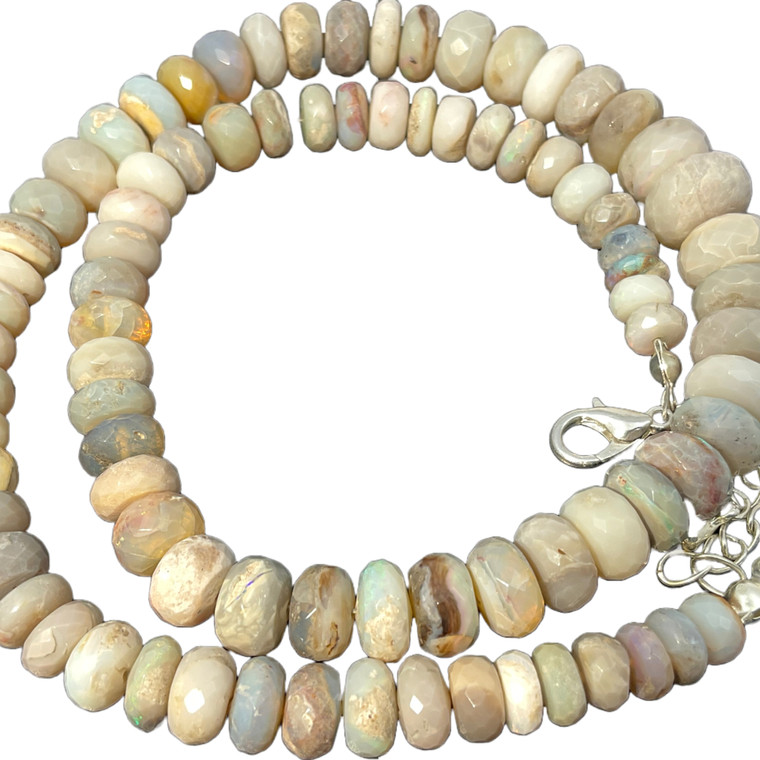 Circle Faceted Cut Opal Beaded Necklace 170 Carat