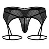 99898 CandyMan Men's Geometric Mesh Garter Thong Color Black
