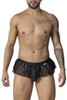 99901 CandyMan Men's Geometric Mesh Thong Mini Skirt Color Black