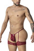 99906 CandyMan Men's Garter Lace Thong Color Burgundy