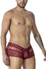 99916 CandyMan Men's Lace Trunks Color Burgundy