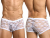 Men’s Lace Trunks – Sleek Bold Sculpting Sexy Underwear (White Lace) by MaleBasics