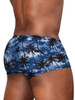 Men’s FEEL SW Swim Trunks – Sleek Bold Sculpting Sexy Swimwear (Dark Blue-Palms) by ErgoWear