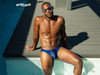Men’s X4D SW Swim Thong – Sleek Bold Sculpting Sexy Swimwear (Blue Indigo) by ErgoWear