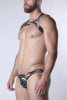 Men's Vaux Pulse Swim Brief – Low-Rise Designer Swimwear (Black Multi Splatter) by CellBlock 13