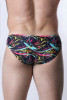 Men's Vaux Pulse Swim Brief – Low-Rise Designer Swimwear (Black Multi Splatter) by CellBlock 13