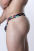 Men's Vaux Pulse Swim Thong – Low-Rise Designer Swimwear (Black Multi Splatter) by CellBlock 13