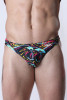 Men's Vaux Pulse Swim Thong – Low-Rise Designer Swimwear (Black Multi Splatter) by CellBlock 13
