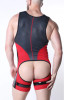 Men's Kennel Club Dark Pup Singlet Chaps – Limited Edition Fetish Wrestling Singlet (Red) by CellBlock 13