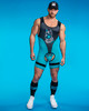 Men's Kennel Club Dark Pup Singlet Chaps – Limited Edition Fetish Wrestling Singlet (Turquoise) by CellBlock 13