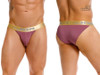 Men's Soho Bikini – Low-Rise Bikini Underwear with Gold Waistband (Wine) by JOR