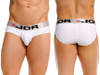 Men's Cronos Briefs – Ribbed Low-Rise Athletic Briefs (White) by JOR