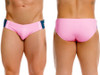 Men's Wind Swim Brief – Retro Color-Block Swim Brief (Pink) by JOR