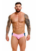 Men's Wind Swim Brief – Retro Color-Block Swim Brief (Pink) by JOR