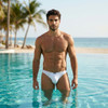 Men's Microfiber Thong – Low-Rise Microfiber Thong Underwear (White) by Xtremen
