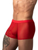 Men's Mesh 2 Mini Short – Sheer Low-Rise Trunks (Red) by MalePower